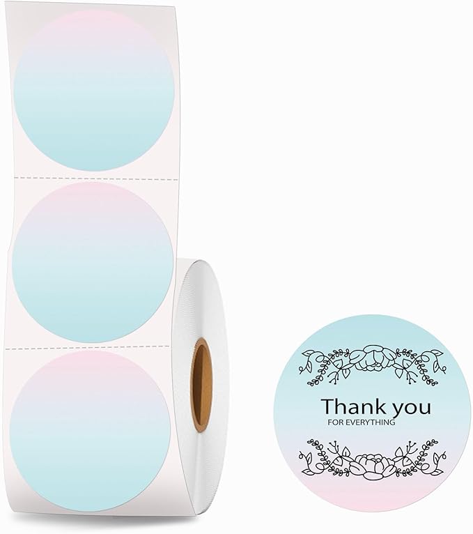 2''×2‘’ Round Circle Thermal Sticker Labels, Self-Adhesive 2 Inch Circle Direct Thermal Labels, Multi-Purpose Sticker Labels for DIY Logo Design,Name Tag,QR Code, 500 Labels/1 Roll, Gradient-DeskLoop Office