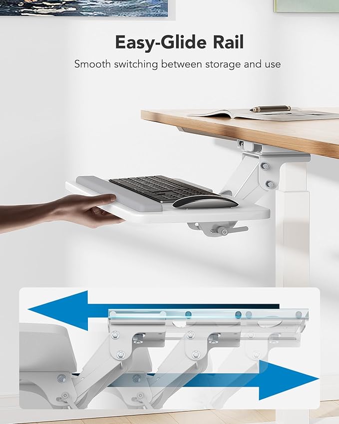 HUANUO Keyboard Tray Under Desk, 360 Adjustable Ergonomic Sliding Keyboard & Mouse Tray, 25" W x 9.8" D-DeskLoop Office