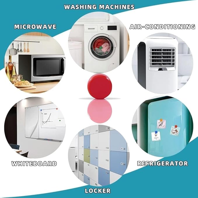 Qualsen 50 Pack Pink Fridge Magnets, Cute Funny Heavy Duty Round Magnets for Refrigerator Whiteboard Locker Kitchen Office Classroom