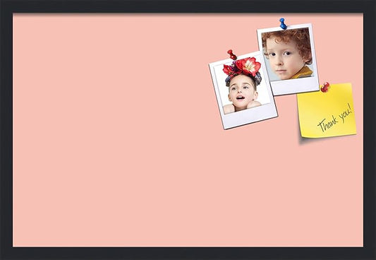 PinPix 27x18 Inch Cork Bulletin Board. This Decorative Framed Pin Board Comes with Pink Pastel Design and a Satin Black Frame. Ideal for Home Office Decor or Message Board (PinPix-1813)-DeskLoop Office