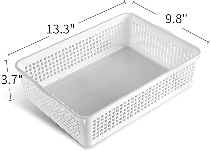 A4 Size Plastic Storage Basket,Desktop File Paper Letter Organizer Tray, 6-Packs (White)-DeskLoop Office