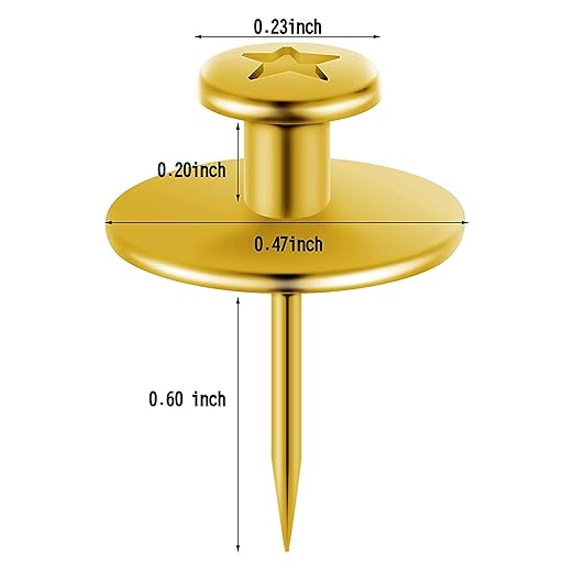 Push Pins Picture Hangers Double Headed Thumb Tacks Wall Hooks for Wall Hangings Picture Hangers Nails Small Photo Hanging Hook Pins for Home Office Photo Decor(Gold,25 Pieces)-DeskLoop Office