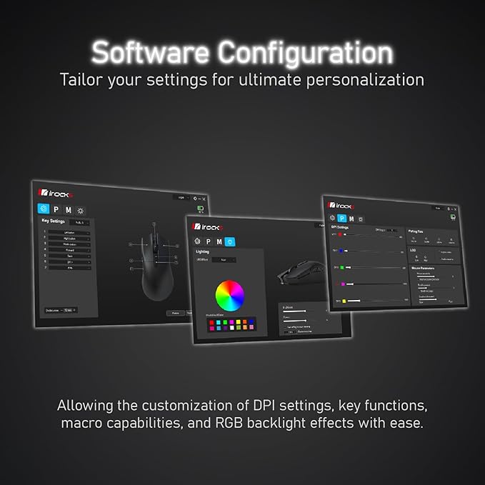 iRocks M31R Wireless Gaming Mouse, Triple Mode 2.4G/ Bluetooth/USB-C Detachable Cable Gaming Mouse, Kailh GM8.0 Mouse Switches, Advanced PixArt PAW3395 Optical Sensor, Up to 26,000 DPI - Black-DeskLoop Office