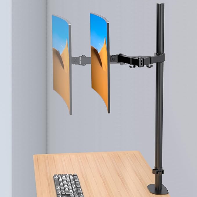Pholiten Extra Tall Single Monitor Desk Mount Stand with 31.5inch Pole for 13 to 32 inch Screens,Fully Adjustable Monitor Arm Mount for Desk,Holds up to 22lbs-DeskLoop Office