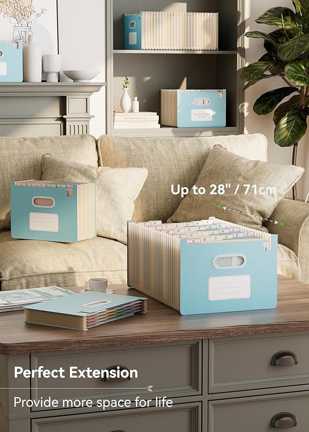 Accordion File Organizer, 26 Pockets Wheat Straw Expanding File Folders, Upright&Open Top, A-Z Bill Receipt Organizer, 100% BPA Free, Return to Nature, Healthy Living, Letter/A4 Size-2 Packs-DeskLoop Office