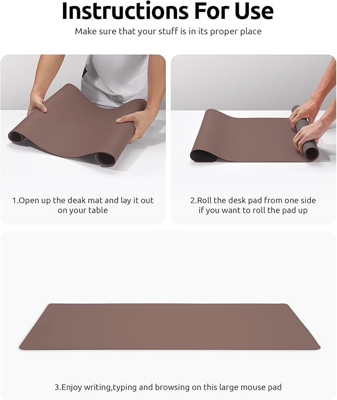 YSAGi Leather Desk Protector, Office Mat, Large Mouse Mat, Non-Slip PU Leather Blotter, Laptop Pad, Waterproof Writing Pad for Office and Home (Chocolate, 31.5" x 15.8")-DeskLoop Office