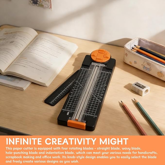 Paper Cutter for Craft, 4-in-1 Paper Trimmer, Perforated & Creasing Blades for - Image 9
