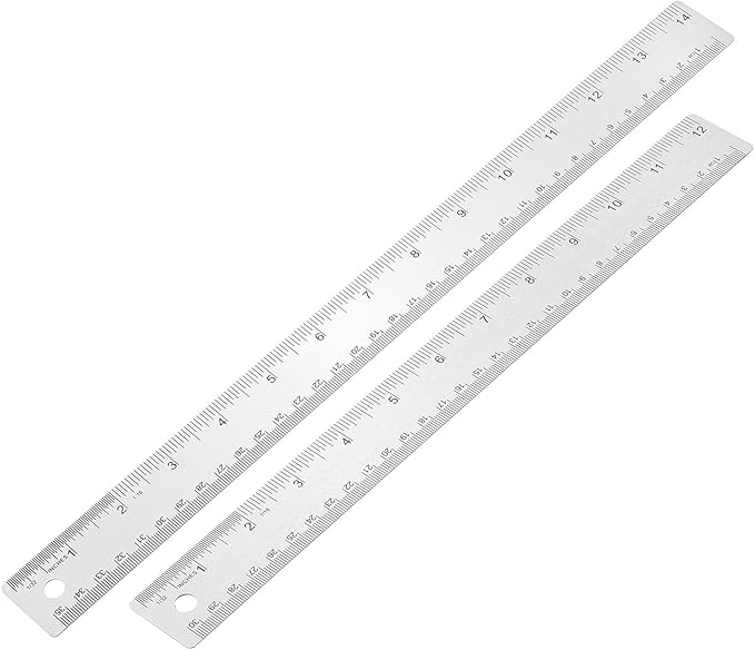 PATIKIL 12, 14 Inch Stainless Steel Straight Edge Ruler, 2 Pcs Cork Backing Non-Slip Metal Ruler with Inches Centimeter Metric Measuring Tools for Office-DeskLoop Office