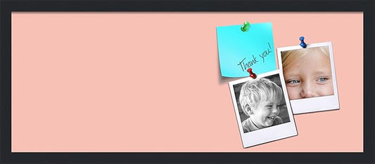 PinPix 30x12 Inch Cork Bulletin Board. This Decorative Framed Pin Board Comes with Pink Pastel Design and a Satin Black Frame. Ideal for Home Office Decor or Message Board (PinPix-1813)-DeskLoop Office