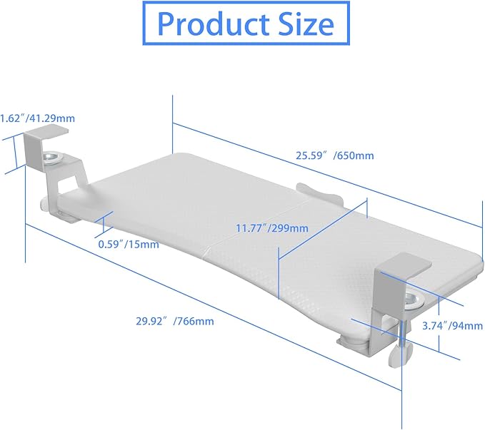 suptek Keyboard Tray Under Desk Pull Out with C Clamp Mount, Computer Keyboard & Mouse Tray, 25.6 (30 Including Clamps) x 11.8 inch Slide-Out Platform Computer Drawer for Typing, Carbon White, DSF1DJW-DeskLoop Office