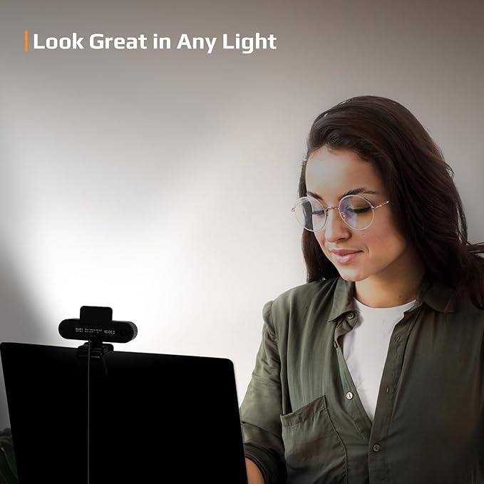 5-in-1 Design 4K Webcam with Speaker and Microphone, Built-in Light, Privacy Cover, AI Auto-Framing Cam, Computer USB C Web Camera for PC, Desktop, Laptop, Mac, Streaming, Video Conference-DeskLoop Office