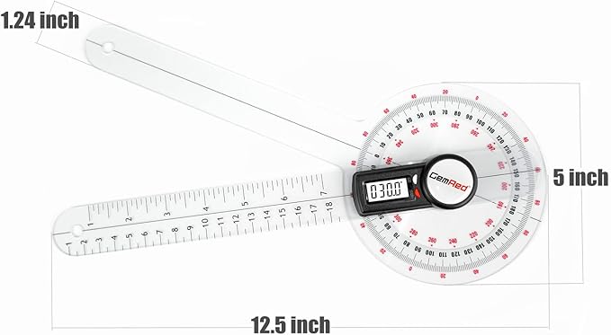 GemRed 12" Digital Goniometer for Joint Range of Motion ROM Measurement(GR311 New Version)-DeskLoop Office