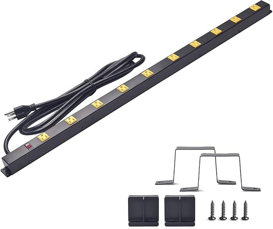 10-Outlet Heavy Duty Power Strip Surge Protector Metal Long Extension Cord 6-Foot, SGS Certified,Black(1000J)…-DeskLoop Office
