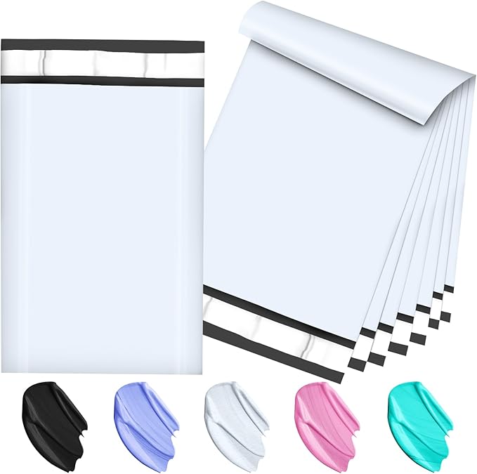 120-Piece White Poly Mailers - 6x9 Inch Shipping Envelopes with Self-Adhesive Seal, Waterproof and Tear-Proof Postal Bags-DeskLoop Office
