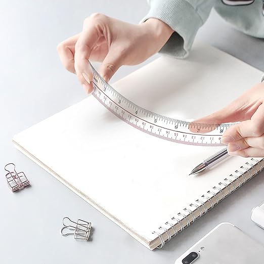 Ruler 12 inch, Clear Plastic inch Ruler, Apply to Rulers for Kids and Office Use Measuring Tools, Transparent Metric Straight with Inches Centimeters, Set Pack of 2, Ruler 12 inch-14-DeskLoop Office