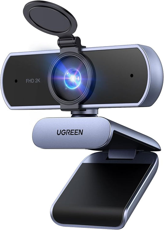 UGREEN 2K Webcam for PC Ultra HD 1080P Computer Webcam with Microphone, PC Camera with Privacy Cover, USB Web Camera for Streaming, Conference, Video Calling, Zoom, Skype, Teams, FaceTime, Grey-DeskLoop Office