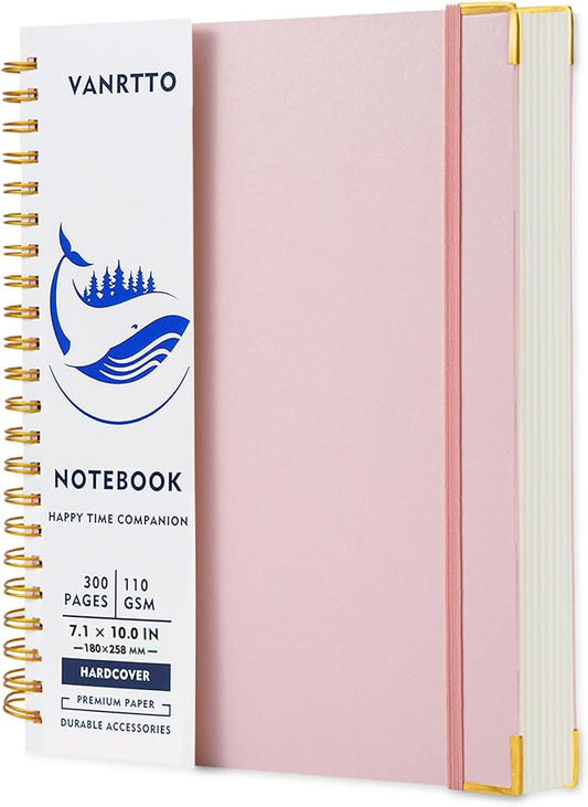 Spiral Notebook, Hardcover B5 College Ruled Notebooks, 300 Pages Notebooks for Work and School, 110 GSM Thick Papers Journals for Writing, Office Supplies for Women and Men Pink B5-DeskLoop Office