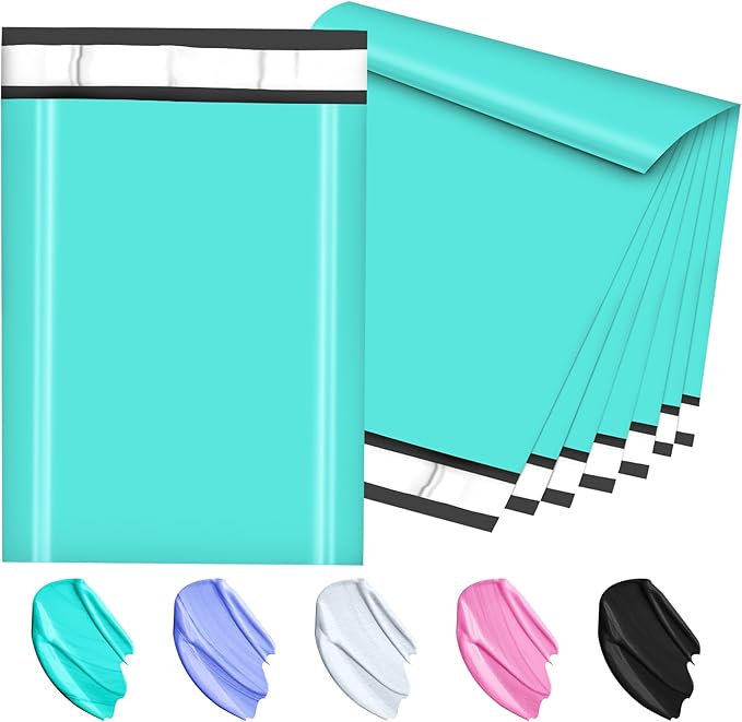 Poly Mailers 10x13 Inch 200 Pcs, Teal Shipping Bags, Mailing Envelopes with Self Seal Adhesive Strip, Waterproof and Tear-Proof Poly Bags for Non-Fragile Items-DeskLoop Office