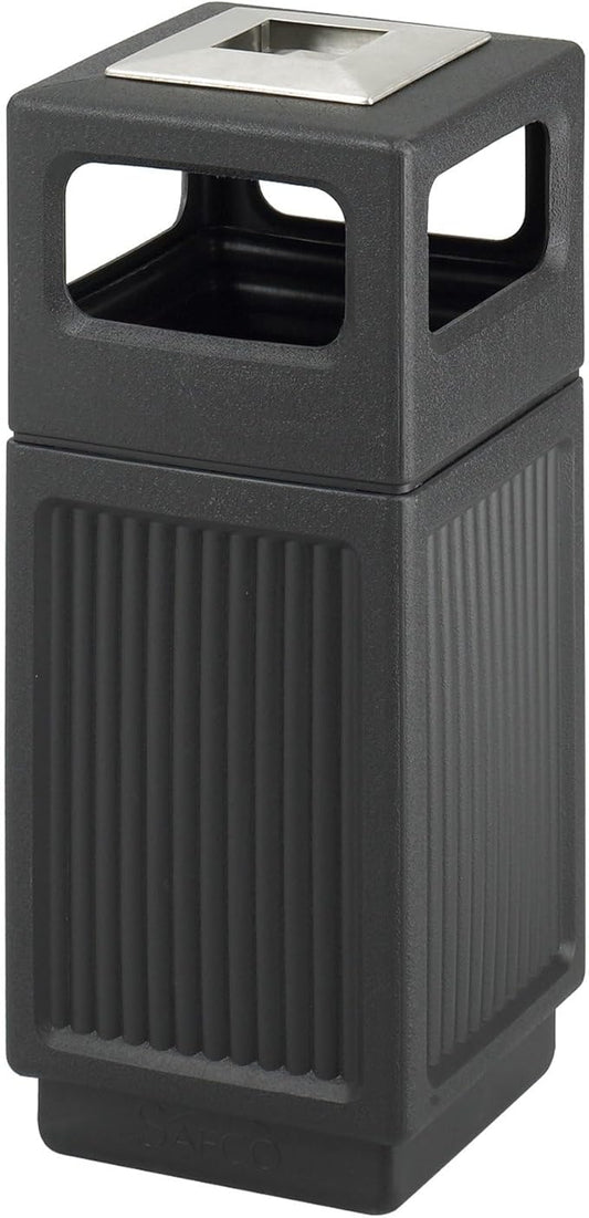 Safco Canmeleon Trash Can, Indoor and Outdoor Use, Durable & Weather-Resistant Commercial Garbage Can with Ashtray, Black-DeskLoop Office