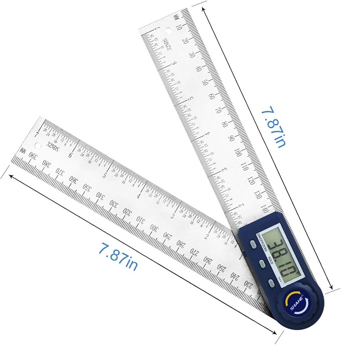 Digital Angle Finder,2 in 1 Digital Protractor, 7 inch / 200mm Stainless Steel Digital Angle Ruler with Zeroing and Locking Function-DeskLoop Office