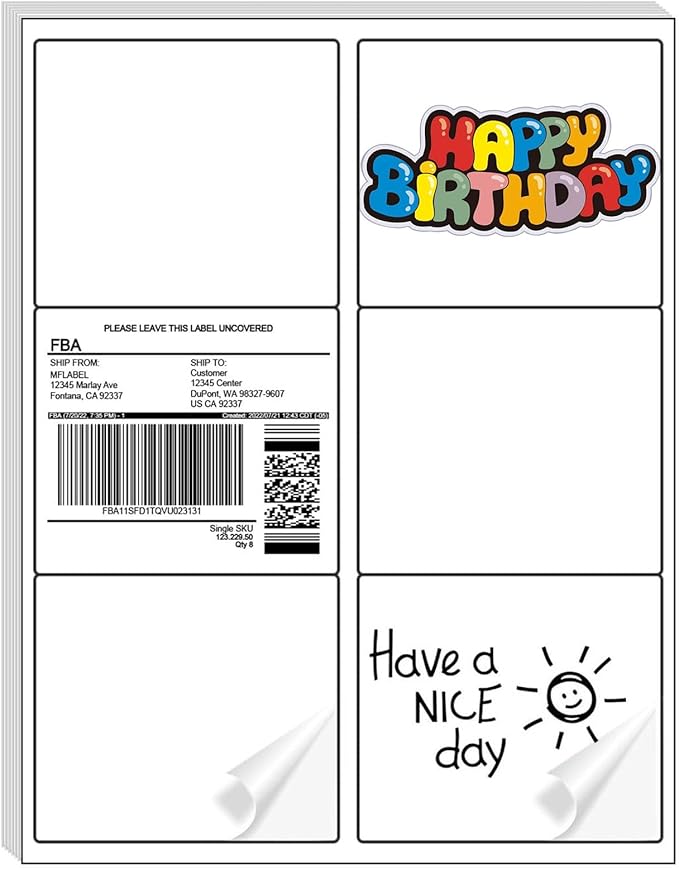 Coopaty 200 Sheets FBA Adderss Labels, 6 per Sheet 3-1/3" x 4" Label Stickers for Laser & Inkjet Printers, 6 Up Shipping Labels, 1200 Printable White Sticker Paper-DeskLoop Office