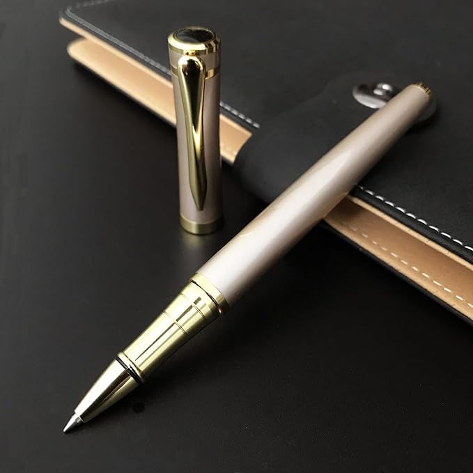 HSK Luxury Ballpoint Pens gift Pen Black Refill Line width 0.5mm,Best Ball Pen Gift Set for Men & Women Professional Executive,Office,Nice Pens Classy Gift Box (Gold)-DeskLoop Office