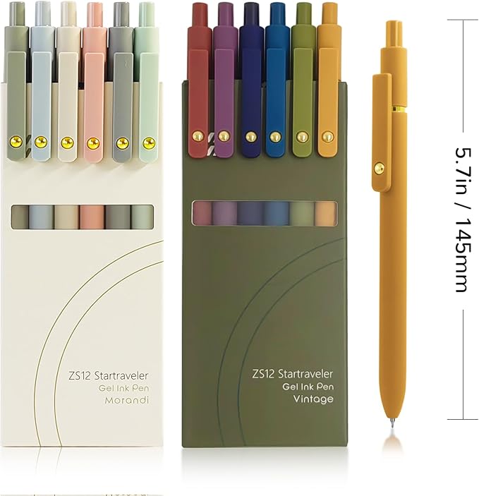 Gel Pens, 12 Pcs 0.5mm Fine Point Smooth Writing Pens Cute Pens, High-End Series Black Ink Pens for Journaling Note Taking, School Office Supplies for Women Men (12 Pcs Gold Mixed colors)-DeskLoop Office