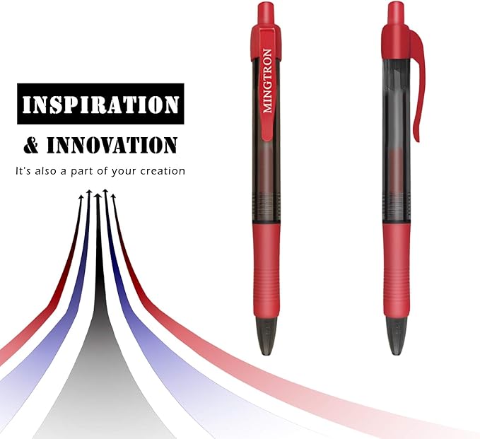 50 Pack Retractable Gel Ink Rollerball Pen, Ink Pen, Red Pen, Pen Set, Ball Pen, Bulk Pens, Journal Notebook Writing Office Supplies Pens, School Supplies, Extra Fine, 0.5MM, Red Ink-DeskLoop Office