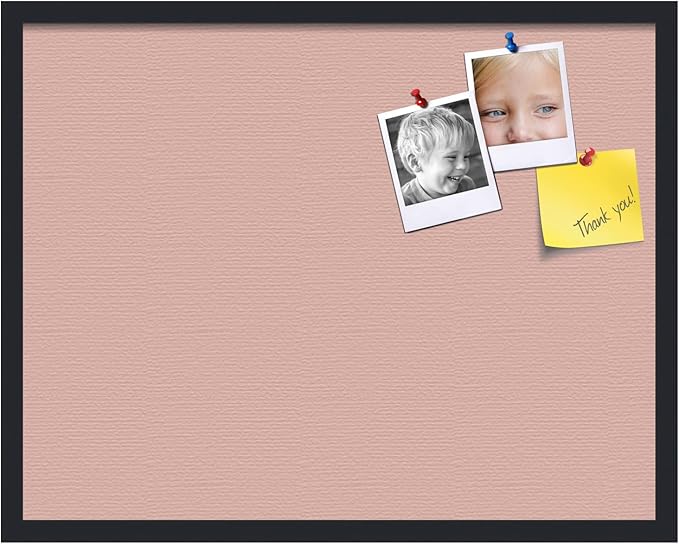 PinPix 28x22 Inch Cork Bulletin Board. This Decorative Framed Pin Board Comes with Pink Pastel Design and a Satin Black Frame. Ideal for Home Office Decor or Message Board (PinPix-1813)-DeskLoop Office
