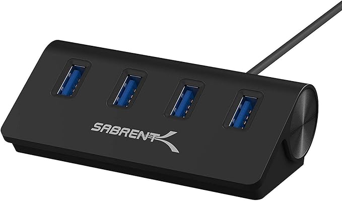 SABRENT 4-Port USB 3.0 Hub - Aluminum Design, Portable Data Hub with 2.5ft Cable for iMac, MacBook, PC - Black (HB-MC3B)-DeskLoop Office