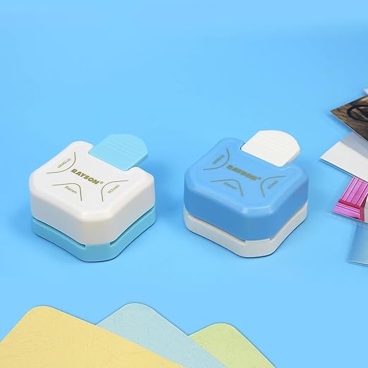 RAYSON CR05BL 3 in 1 Corner Cutter, 4mm 7mm 10mm 3 Way Corner Rounder Paper Punches for Paper Craft, DIY Projects, Blue-DeskLoop Office
