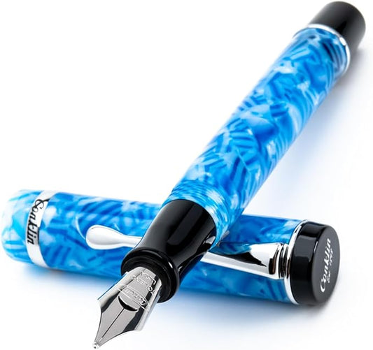 Conklin Duragraph Fountain Pen Ice Blue - Medium Nib, Timeless Writing Instrument with Cool Blue Finish-DeskLoop Office