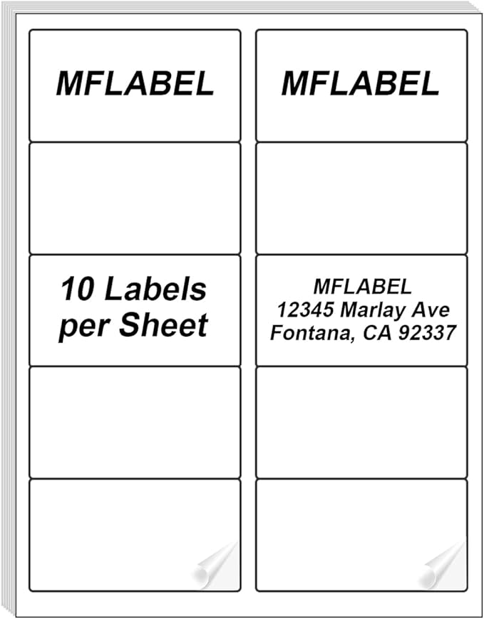 MFLABEL 2x4 Shipping Address Labels, 10-UP, 160000 Count, 16000 Sheets for Printer, Internet Mailing, FBA Stickers, 2" x 4" for Laser/Inkjet Printer