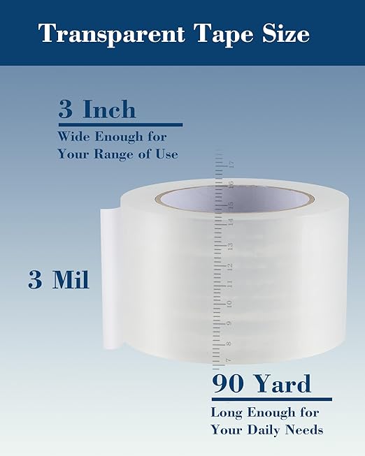 Lichamp Heavy Duty Packing Tape 12 Rolls, Wide Packaging Tape, 3 in. x 90 Yd., 3 Mil Thick, Clear, Commercial Grade Carton Packaging Tape Refills, Shipping, Mailing, Moving Supplies & Storage-DeskLoop Office
