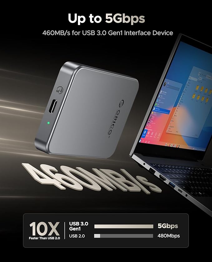 ORICO 2TB Magnetic Portable SSD, Metal Body, 4K 120 fps ProRes HDR Record and Store, Up to 460MB/s, USB C&A 2 in 1 Cable, External SSD Compatible with iPhone 16 Pro Max, Tablet, Computer - K5PLUS-DeskLoop Office