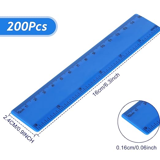 Zonon 200 Pcs Rulers Bulk Plastic Flexible Straight Rulers with Inches and Centimeters for First Day of School Gift for Students Back to School Office Supplies(Opaque Bright Color,6 Inch)-DeskLoop Office