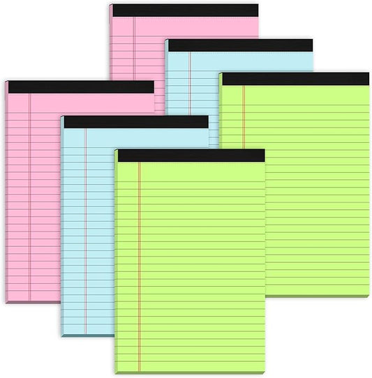 Small Legal Pads 5x8 Colored Note Pads, 6 Pack Small Notepads for Work, Pink Notepad 5x8 Mini Legal Pad, Colored Legal Pads 5x8 for Home Office Supplies, Lined Notebook Paper 5x8 Notes, 30 Sheets/Pad-DeskLoop Office