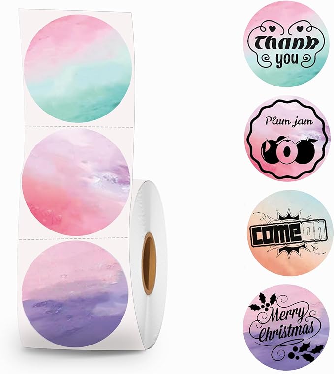 2 inch Round Thermal Labels - Direct Thermal Stickers, 500 Labels for Printer, 4 Colors-DeskLoop Office