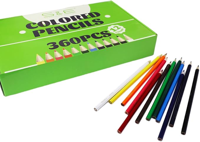 S & E TEACHER'S EDITION Colored Pencils 360Pcs,Coloring Pencils Set for Adults Kids Drawing Pencils for Sketch, Woodcase Lead,Wooden Colored, Back to school Christmas Gifts-DeskLoop Office