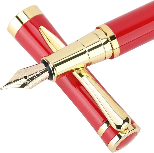 Cheericome Fountain Pen - Luxury Fountain pen set for Men & Women - Ink Pen for Smooth Writing - Fountain Pen Fine Nib,Includes 10 Ink Cartridges and Ink Refill Converter - Red-DeskLoop Office
