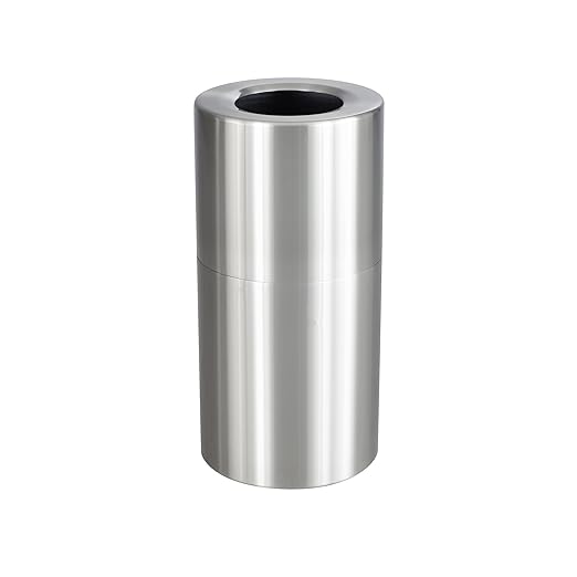 Safco Open Top Trash Can, 20 Gallon Aluminum Modern Garbage Can for Indoor Use, Silver-DeskLoop Office