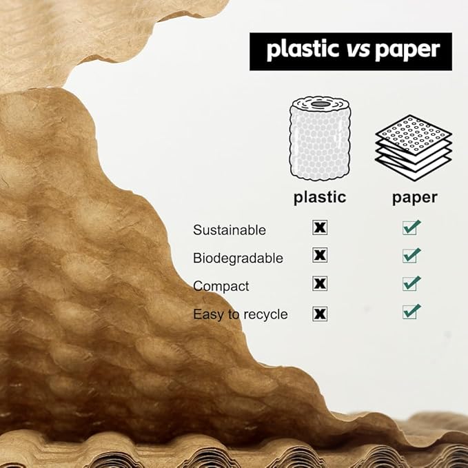 Reusable Bubble Paper - 15" x 100 FT Durable Bubble Wrap for Moving, Eco-Friendly & Washable Shipping Supplies, Biodegradable Packing Paper-DeskLoop Office