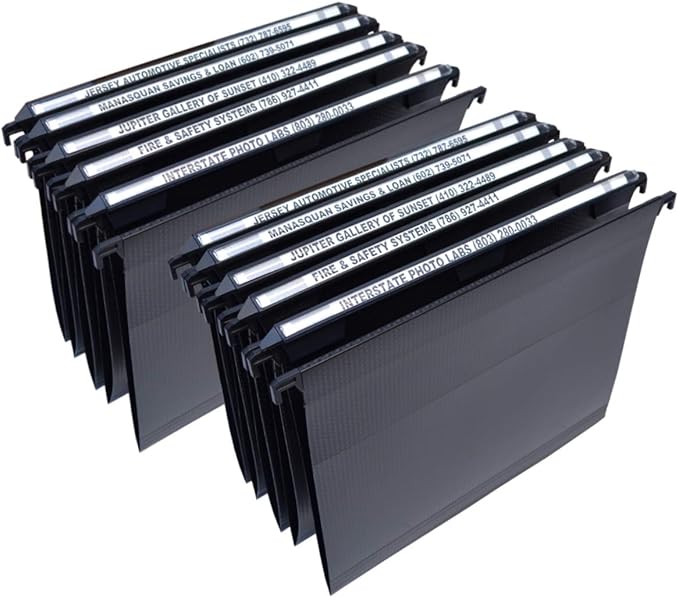Ultimate Office MagniFile Hanging File Folders V Base Letter Size with 11 inch Magnified Indexes That Double The Size of Your File Titles to Find Files Fast. (Set of 10 Black)-DeskLoop Office