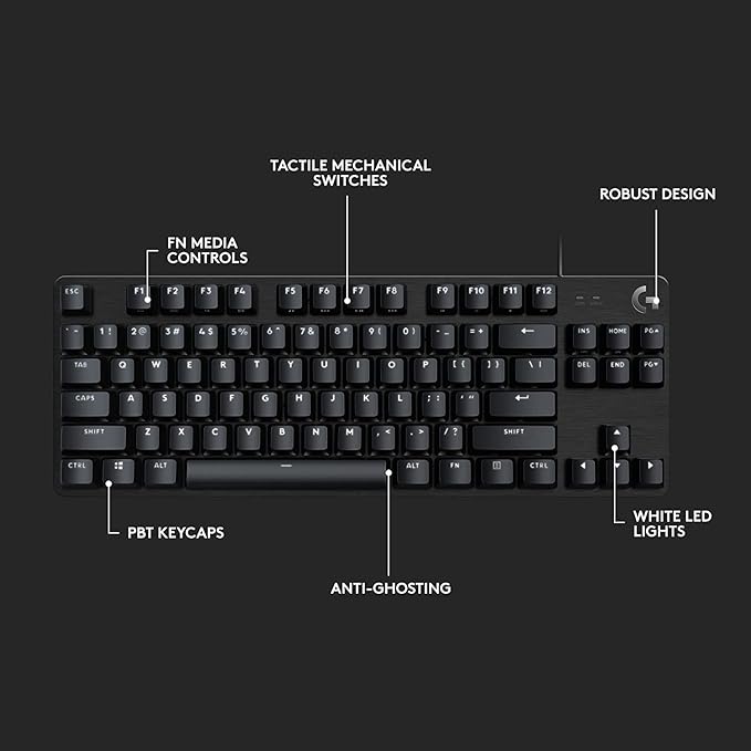 Logitech G413 TKL SE Mechanical Gaming Keyboard - Compact Backlit Keyboard with Tactile Mechanical Switches, Anti-Ghosting, Compatible with Windows, macOS - Black Aluminum-DeskLoop Office