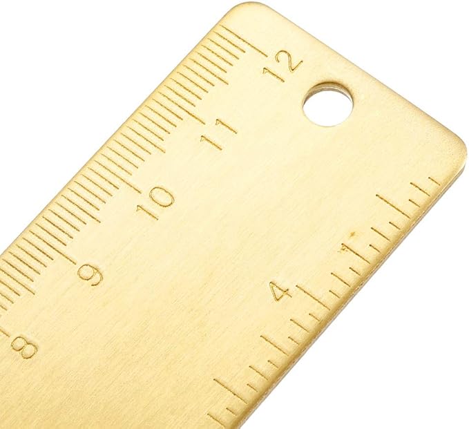 uxcell Straight Brass Ruler 120mm 4 Inches Metric Measurement Tool Drawing Measuring Ruler 1mm Thickness-DeskLoop Office