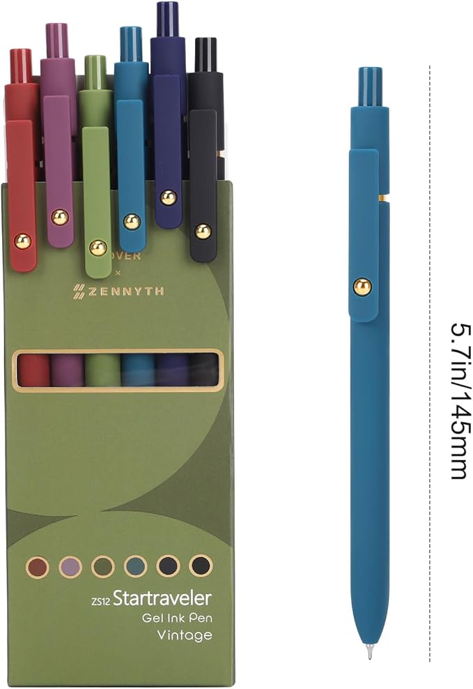 FIOVER Colored Pens, 12 Pack Colorful Gel Pens, Quick-Dry 0.7mm Medium Point for Journaling, Note Taking, Doodling, Aesthetic Office School Supplies, Gifts for Women Men(12PCS Vintage Colorful)-DeskLoop Office