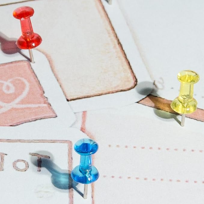 100 Pack Push Pins Tacks, Clear Plastic Head, Steel Point,Thumb Tacks for Bulletin Board,Stick Pins Thumb Tacks for Cork Board Wall Hangings (100, Colorful)-DeskLoop Office