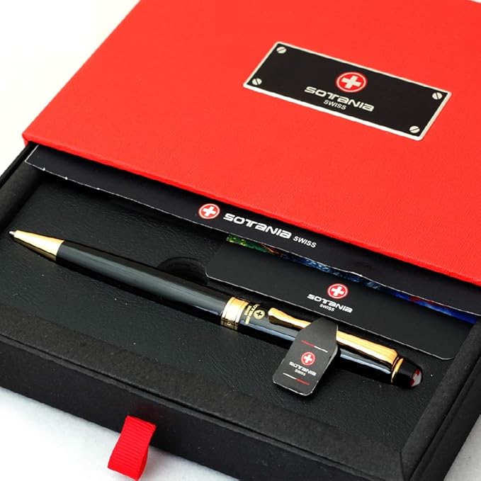 Free Engraving Swiss Expert Roller Ballpen, Ballpoint pen, Refillable Pens, Retractable Medium Refill Pen Black Ink, Personalized Gifts for Men and Women, Classy Gift Box-DeskLoop Office