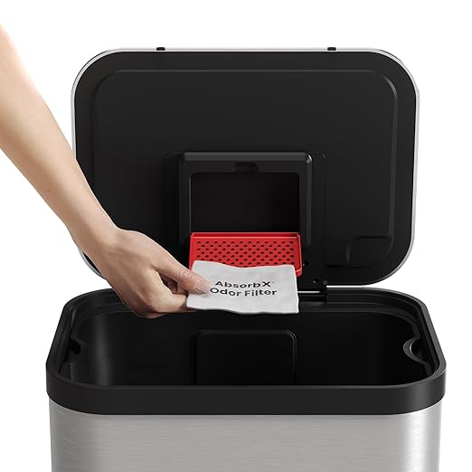 iTouchless Official Trash Can Deodorizer AbsorbX 3-Pack All Natural Activated Charcoal Odor Absorber Stops Garbage Smells, Compost Bin Filter Air Freshener for 8 Gal & Larger Trashcan with Compartment-DeskLoop Office