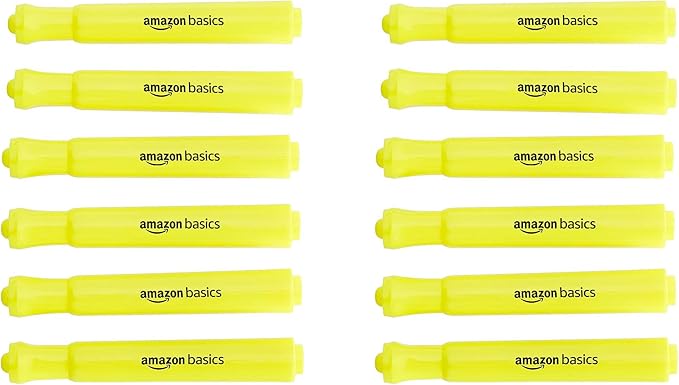 Amazon Basics Highlighters 12 Pack, Yellow Colors, Chisel Tip,Bible Highlighter,Office and School Supplies-DeskLoop Office